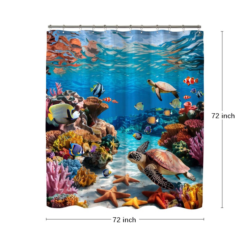 COSEVIER Sea Turtle Shower Curtain Ocean Beach Coastal Seaworld Marine