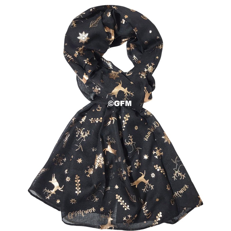 GFM Women's Christmas Scarf (CHRISSCF), Chris-2-kl-black
