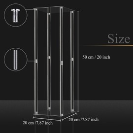 Geetery 6 Pieces Tall Acrylic Vase Wedding Centerpieces Clear Flower Stand Column Geometric Floral Vase Elegant Display Holder for Birthday Party Wedding Table Decorations (20 Inch)