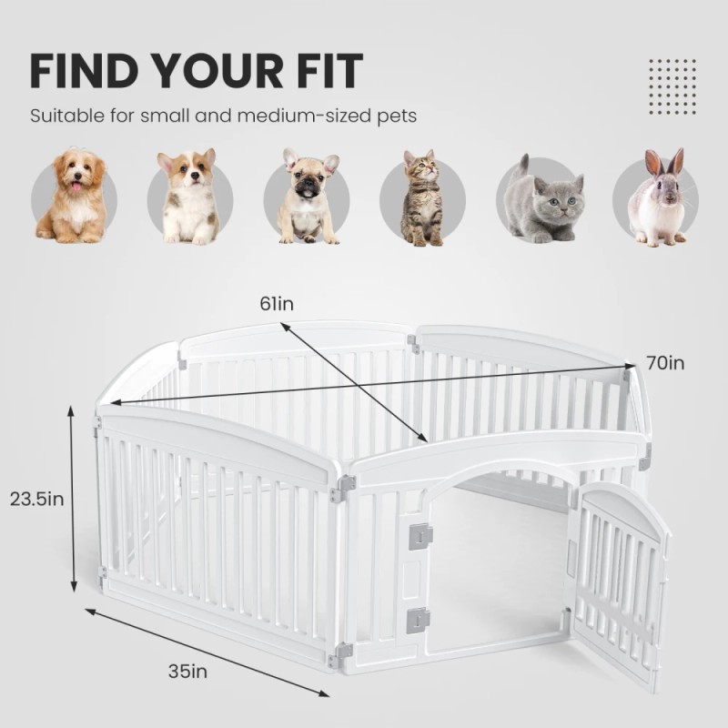 Dog Playpen Adjustable Folding Portable Pet Fence for Small to
