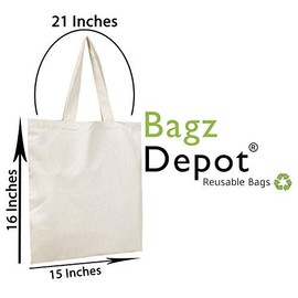 Wholesale Canvas Tote Bags in Bulk - 12 Pack - Reusable Plain Cotton Canvas Bags 15 X 16 Blank Tote Bags for Crafts, Grocery Shopping, Events, Business Promotions and More!