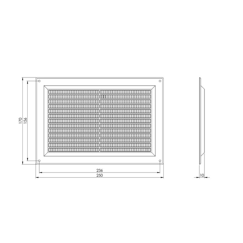 Air Ventilation Plastic Grill Cover 250mm x 170mm/Brown