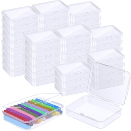 Dcocdeely 50 Pcs Plastic Crayon Box with Lid, Clear Crayon Organizer Holder Case Storage for Art Crafts School Classroom Supplies