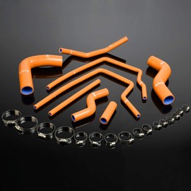 PIT66 Silicone Radiator Hose Kit,Compatible with 1996-2000 Subaru Impreza GC8 GF8 STI EJ20 WRX Orange with Clamps