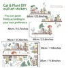 Cute Cat Stickers and Potted Plant Wall Stickers, Watercolour Removable