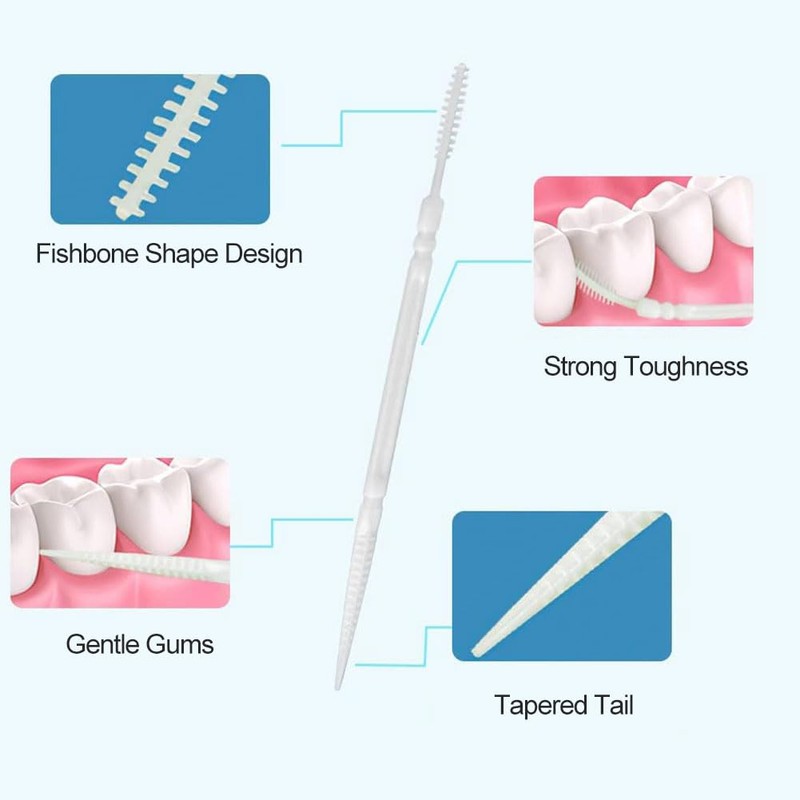 Double-Sided Plastic Toothpicks, Toothpick Brush, Pack of 240 Disposable Interdental