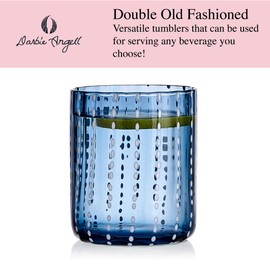 Darbie Angell Dappled Clouds Set of 4 Rocks Double Old Fashioned Glass Cups, Cobalt Blue, 12 Ounce