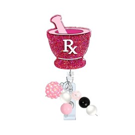 Carrete retráctil para insignia de farmacia RX, soporte técnico de farmacia con clip seguro, lindos carretes de insignia RX para RN LPN CNA MA ER médi