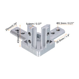 uxcell 3-Way End Corner Brackets, 4Pcs L Type Interior Joint Connectors with Screws for 4040 Series Aluminum Extrusion Profile Slot 8mm (Silver)