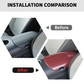 RT-TCZ Center Console Cover Armrest Box Trim Cover Decoration Interior Accessories for Ford Mustang 2015-2024 (Red Carbon Fiber)