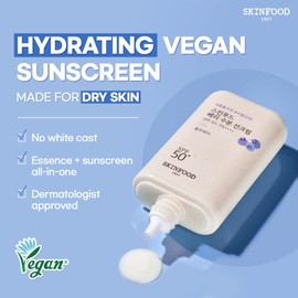 SKINFOOD SPF 50+ PA+++++ Berry Moisture Sunscreen, For Face Whole Body, UV Protection, Sensitive Skin, Moisturizing, Sunserum, Transparent, Makeup Base, Korean Cosmetics, 1.7 fl oz (50 ml)