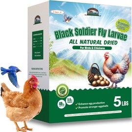 5LB Dried Black Soldier Fly Larvae for Chickens Treats Bulk - Non GMO BSF Larvae 85~180X More Calcium Than Dried Mealworms for Laying Hens, Chicken Worms for Wild Birds Natural Insect Poultr Feed