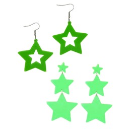 COLORFUL BLING 2Pairs/Set Acrylic Star Pentagram Dangle Earrings Y2k Party Fashion Jewelry 70s 80s Neon Star Earrings for Women Girls-green