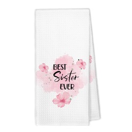 XBBMGG Sister Gifts Kitchen Towels, Sister Gifts from Sisters Dish Hand Tea Towels, Mothers Day Birthday Sisters Gift, Best Sister Ever Gifts for Women Decorative Towel for Bathroom Kitchen, 16x24