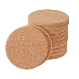 12 Cork Coasters Round Extra Thick Drink Coasters with Curved Edges 0.4" Thick 4" Diameter Wooden Coasters Bulk, Absorbent and Reusable Fit for Dining Tables Desks Bars