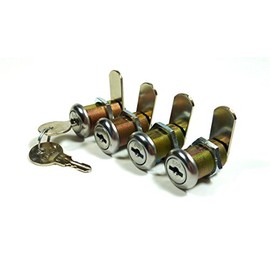 4/Pk 5/8" Double Bitted Cam Lock with 6-Disc Tumbler, Keyed Alike with 2 Keys for Cabinets, Drawers, Pinball Games, Etc