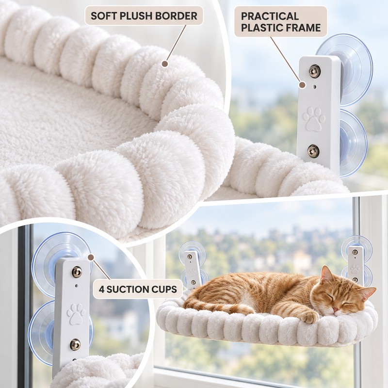 Cat Window Hammock for Indoor Cats – Strong Suction Cup