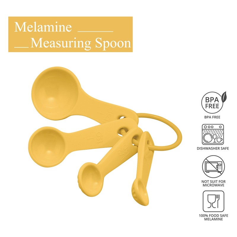 UPware 4-Piece Multi-Purpose Liquid and Dry Melamine Measuring Spoons Set,