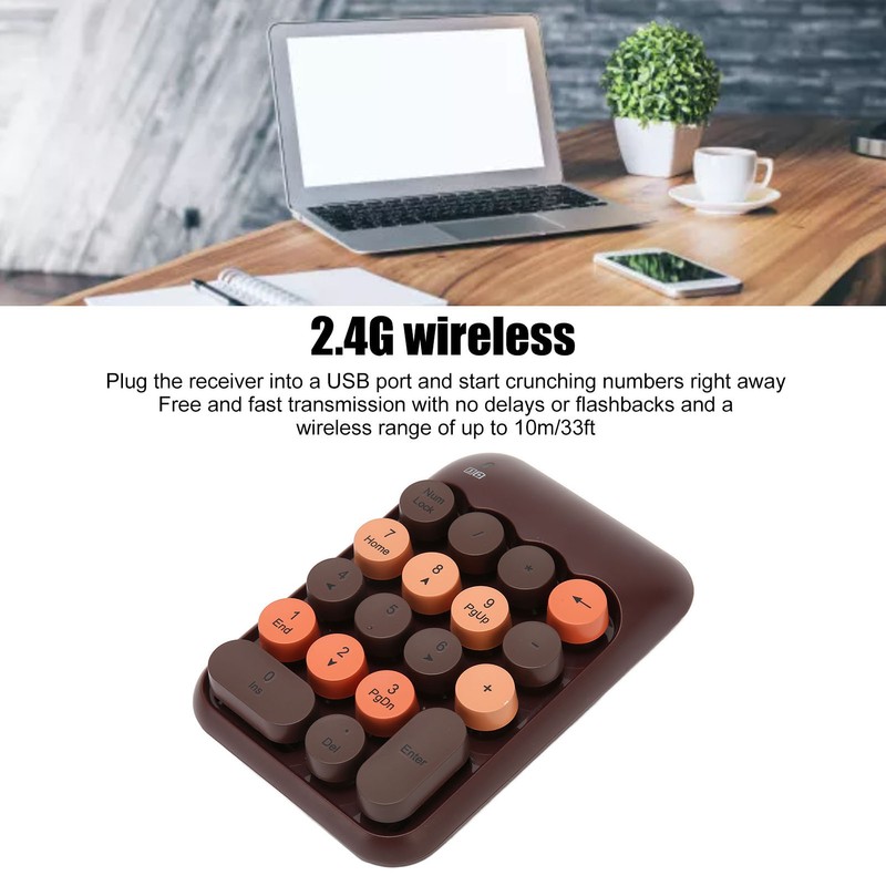 2.4GHz Wireless Numeric Keypad 18 Keys Retro Color Round Keycaps