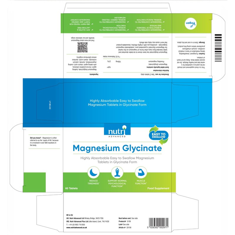 Nutri Advanced Magnesium Glycinate - for Sleep, Relaxation, Muscle Recovery