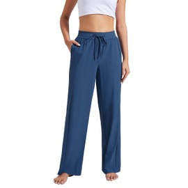 Pioneer Camp Women's Wide Leg Pants with Pockets High Waisted Stretch Cozy Lounge Pants Soft Loose Fit Casual Sweatpants Navy