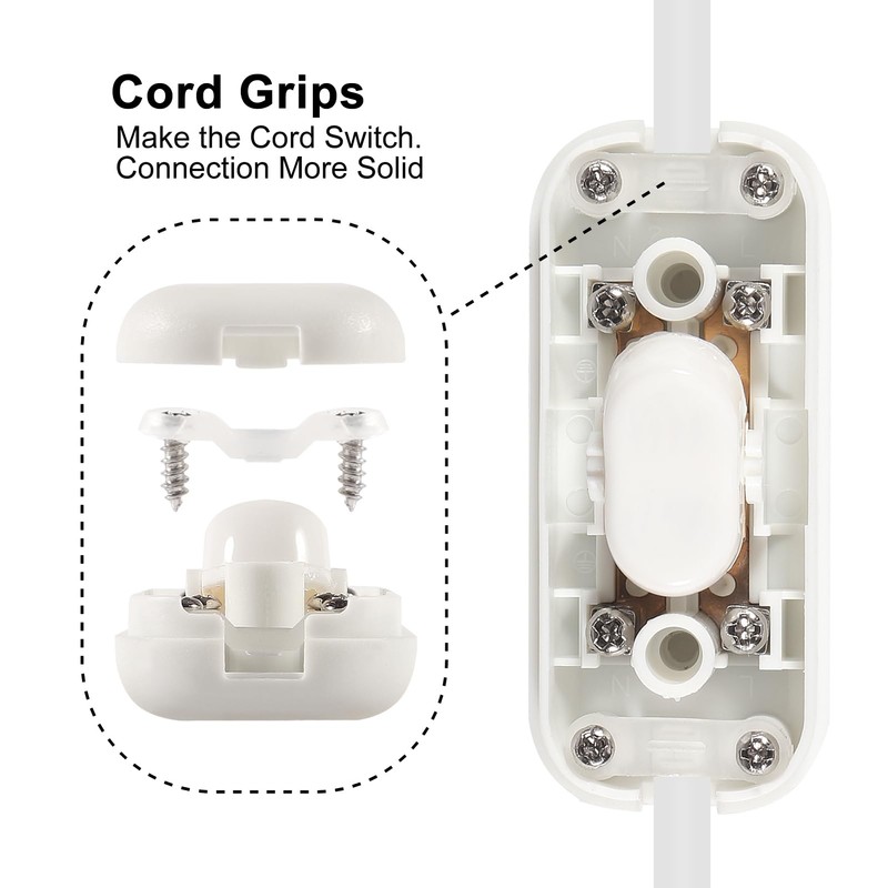 XIITIA 2pcs Inline Cord Switch, AC120V 10A, 250V 6A On-Off