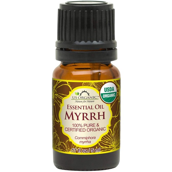 US Organic 100% Pure Myrrh (Commiphora myrrha) Essential Oil - Directly sourced from the Horn of Africa - USDA Certified Organic - Use Topically or in Diffuser - Suitable for All Skin Types (5 ml)