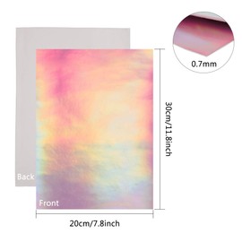 BENECREAT 9 Pack Holographic Faux Leather (A4) (30 x 20 cm) Waterproof Leather Sheet for Hair Bows Crafts and Bag Making, 9 Colours