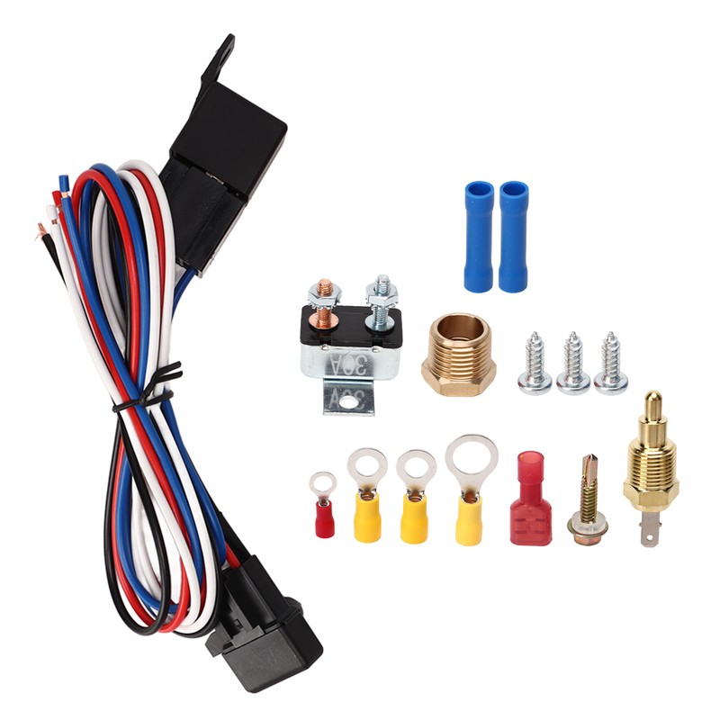 12V Electric Radiator Fan Thermostat Control Relay Wire Kit Complete