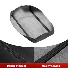 KBH Center Console Armrest Cover Upholstery for Toyota Camry 2012-2017, Vinyl Leather, Middle Console Replacment Covering, Black-Gray Stitch (Leather Part Only)