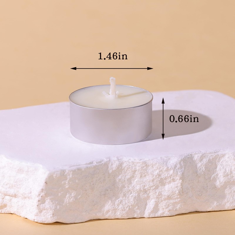 DEVI Soy Tea Lights Candles 50 Pack, Unscented White Tealight