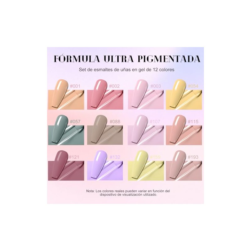 12PCS Esmalte de Uñas en Gel, Kits de Iñas de
