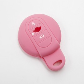 LIGHTKOREA Silicone Smart Key Case Cover For New Mini Cooper 3th Generation F55 F56 Club Man Country Man (Pink)