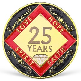 25 Year NA Medallion Twenty Year Recovery Chip for NA AA 12 Step Narcotics Anonymous Coin Anniversary Token Clean and Sober Gifts for Men Women Celebrating Sobriety and Addiction Recovery