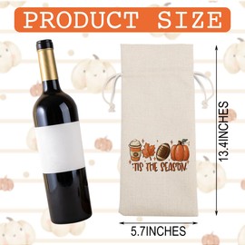WRSUNT Tis the Season Fall Wine Bag Fall Thanksgiving Gifts for Women Men Autumn Pumpkin Gift for Colleague Friends Autumn Themed Wine Bag Gifts Ideas
