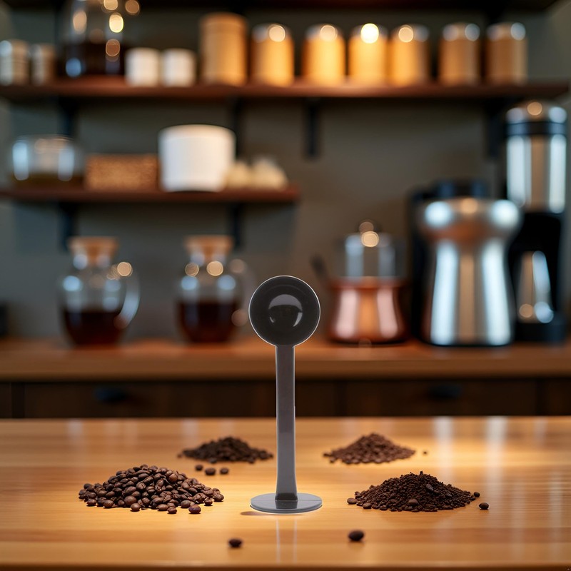 Black 2-in-1 Espresso Coffee Bean Spoon Tamping Scoop Tamper Tea