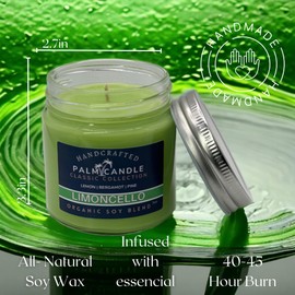Lemon Bergamot Soy Scented Candle Exquisite Aromatherapy in a Glass Jar Premium Essential Oils 7 Ounces of Long-Lasting Burn Time (Limoncello)
