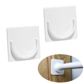Resdenio Shower Rod Holder, Tension Curtain Rod Bracket No Drilling, 2 Piece Adhesive Rod Retainer Shower Curtain Rod Holder for Bathroom Bedroom (Shower Curtain Rod Not Included) (White)