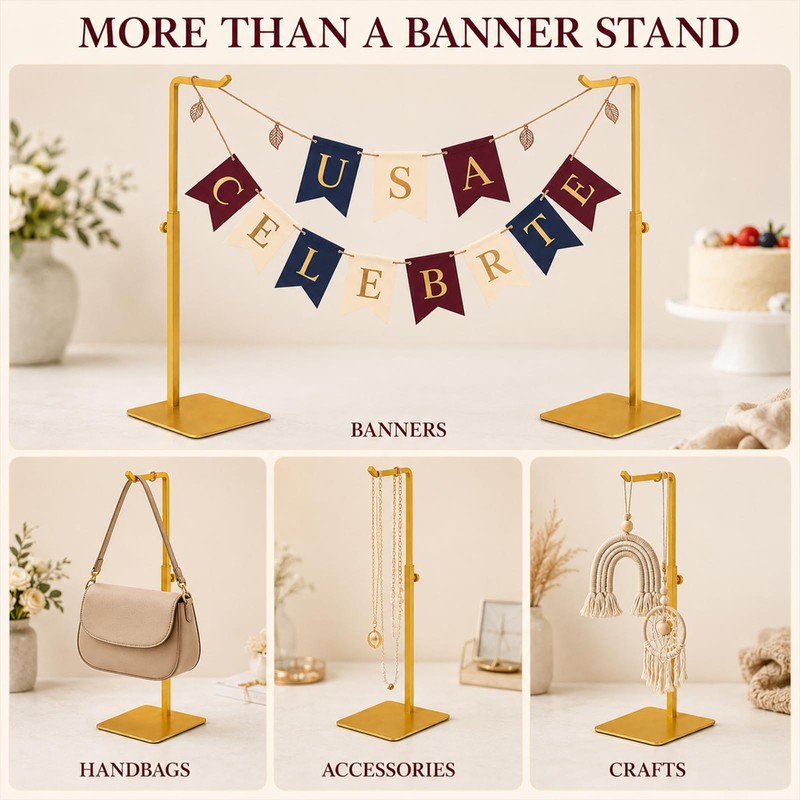 Gold Purse Holder Stand, 2Pcs Adjustable Height table banner stand