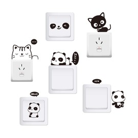 Power Switch Sticker, Cute, Wall Sticker, Panda, Cat, Wallpaper, Decoration, Interior, Waterproof, Electric Switch Decoration, Removable, Stylish, 6-piece Set