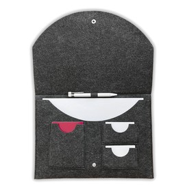 Felt Document Folder - for DIN A4 Documents - with Pen Holder, 2 x Card Slots, 1 x Passport Compartment and with Strap for Trolley Handles as Travel Document Bag - Anthracite