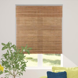 CALYX INTERIORS Cordless Bamboo Roman Shade Blind, Light Filtering, 22.5" W x 48" H, Ceylon Chestnut