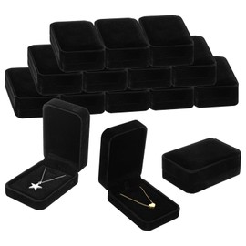 12 Pcs Necklace Pendant Box Velvet Jewelry Storage Display Case Ring Earring Pendant Jewelry Boxes Pearl Necklace Holder Gift Boxes for Christmas Wedding Engagement Birthday Anniversary(Black)