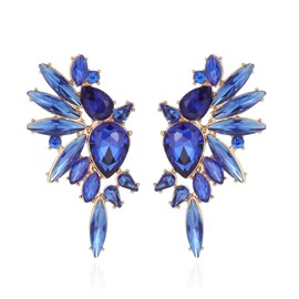 Met-edianger Blue Rhinestone Statement Earrings Retro Vintage Crystal Drop Dangle Earrings Cluster Earrings for Women