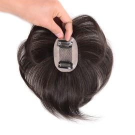 AISIHAIR Wig, Straight Hair, Breathable, 100% Fully Hand-tied Human Hair, Conceal Hair Loss, Hair Piece, Hair Whorl with Artificial Skin -