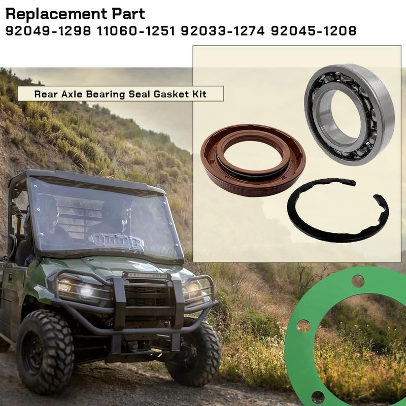 Rear Axle Bearing Seal Gasket Kit for Kawasaki Mule Series