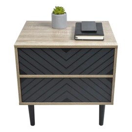 Buro Mesa de Noche para Recamara Top Living Moderno y Minimalista Color Negro y Símil Madera