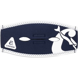 Cressi Pony Tail Neo Mask Strap Cover_Blue Navy/White - Neoprene Mask Cover for Diving and Snorkelling Masks, Blue Navy/White, One Size, Unisex Adult