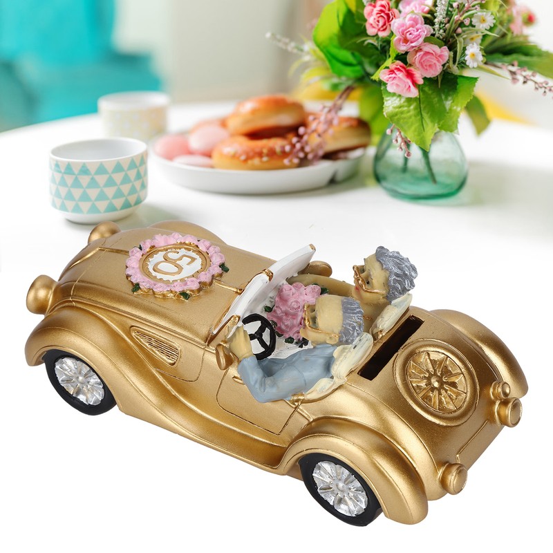 Old Couple Resin Grandma and Grandpa Car Model Saving Pot