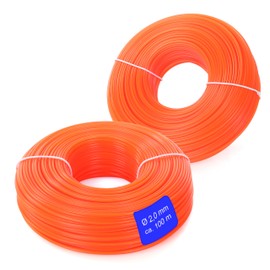 LaGreen Nylon Trimmer Line, Set of 2, Mowing Line for Grass Trimmers and Brush Cutters, Suitable for Trimming Lawn, Lawn Edges and Weeds, Orange, 2.0 mm x 100 m